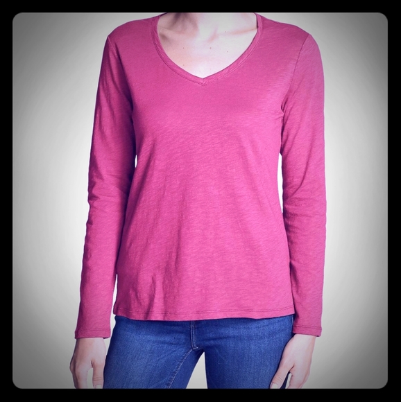 Eddie Bauer long sleeve v-neck slub tshirt - Picture 1 of 7